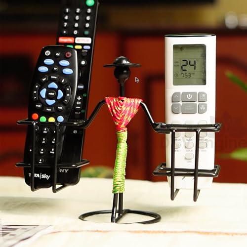 D&V ENGINEERING - Creative in innovation D&V Engineering Metal Stylish Lady Design Tabletop Remote Holder/Stand/Organiser | Living Room Showpiece for TV, AC, DVD, DTH Remotes | Holds 4 Remotes (Green & Pink) - Image 5