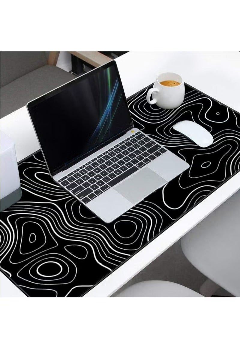 الباندا العملاقة لوحة ماوس ألعاب كبيرة 900 × 400 × 3 مم، حصيرة مكتب كبيرة للوحة المفاتيح وديكور المكتب - خريطة طبوغرافية - Image 2