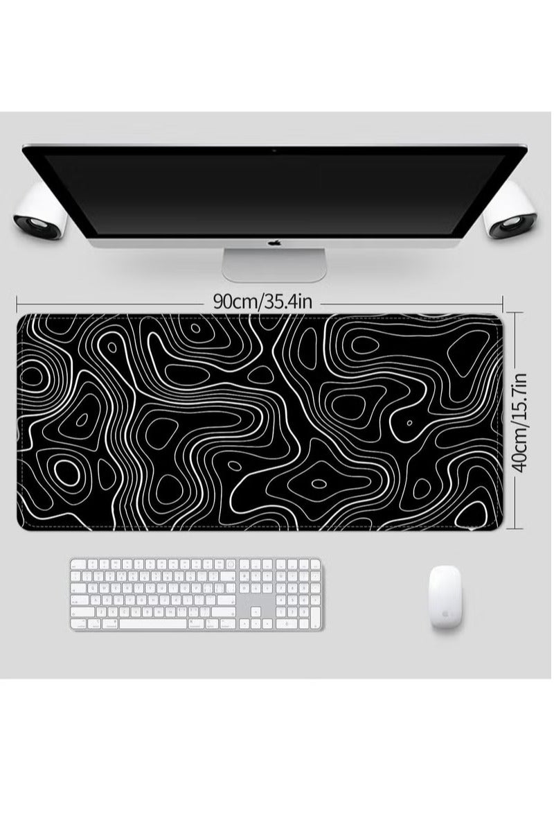 الباندا العملاقة لوحة ماوس ألعاب كبيرة 900 × 400 × 3 مم، حصيرة مكتب كبيرة للوحة المفاتيح وديكور المكتب - خريطة طبوغرافية - Image 4