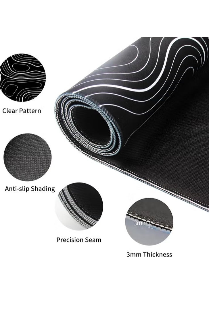 الباندا العملاقة لوحة ماوس ألعاب كبيرة 900 × 400 × 3 مم، حصيرة مكتب كبيرة للوحة المفاتيح وديكور المكتب - خريطة طبوغرافية - Image 5