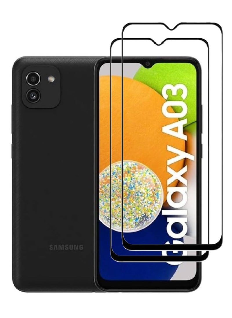 AINA 2 Pieces Tempered Glass Screen Protector 5D Designed For Samsung Galaxy A03 Full Glue Edge to Edge Full Screen Coverage And Bubble Free - Image 1