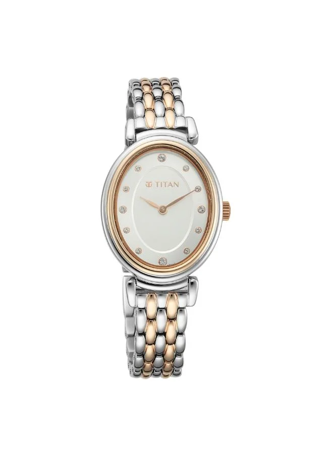 تيتان Women Analog Display Watch With Silver & Rose Gold Stainless Steel Strap - 95242KM01