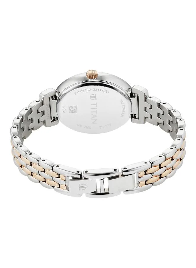 TITAN Women Analog Display Watch With Silver & Rose Gold Stainless Steel Strap - 95242KM01