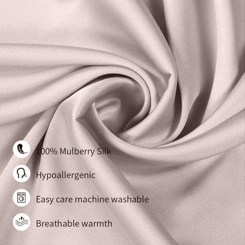 Jocoku Jocoku 100% Mulberry Silk Pillowcases Set of 2 for Hair and Skin and Super Soft and Breathable Queen Size Nature Silk Pillowcases (Queen  Apricot Gray)  - Image 2
