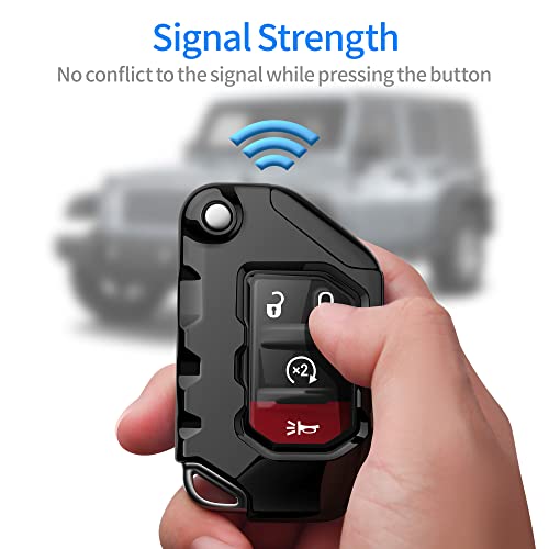 Tukellen for Jeep Key Fob Cover Premium Soft Full Protection Key Shell Key Case Compatible with 2020-2025 Gladiator JT Sahara JLU 2018-2025 Wrangler JL JLU Rubicon-Deep Black - Image 5