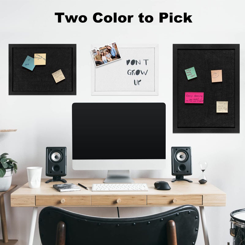 TORASO لوحة إعلانات توراسو من الفلين بإطار خشبي مع قماش شعري، لوحة عرض للإعلانات للجدران مع دبابيس، عيون، حشوات، براغي، لوحة دبابيس للمكتب، المدرسة والمنزل (أسود، 1 قطعة) - Image 5