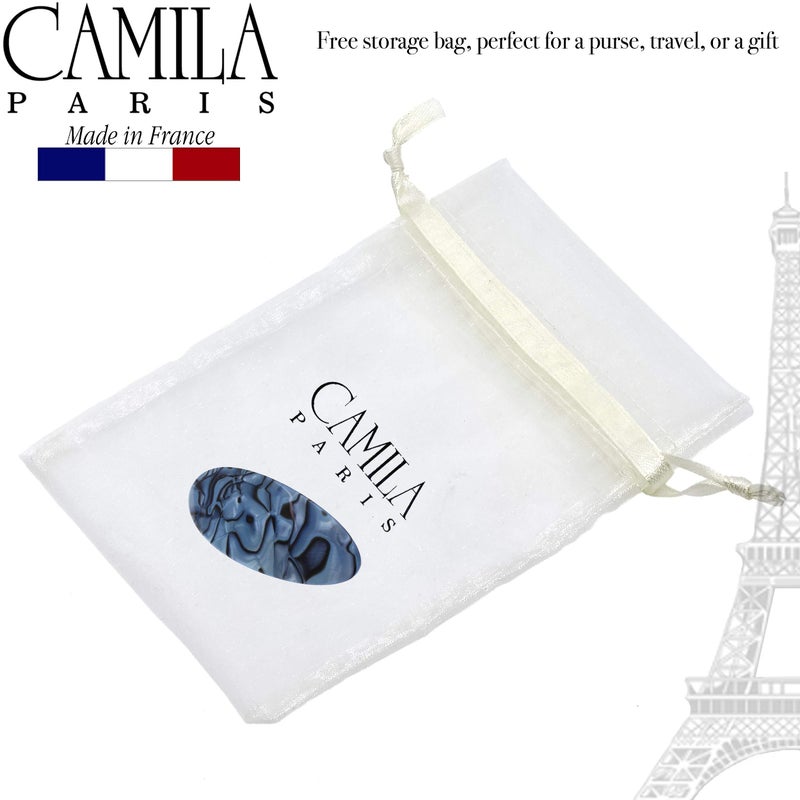 Camila Paris CP2984 French Hair Barrette Clip Handmade Oval Blue, Strong Hold Grip Hair Clips for Women, No Slip Rubberized Metal Closure, Durable Styling Girls Hair Accessories, Made in France - Image 5