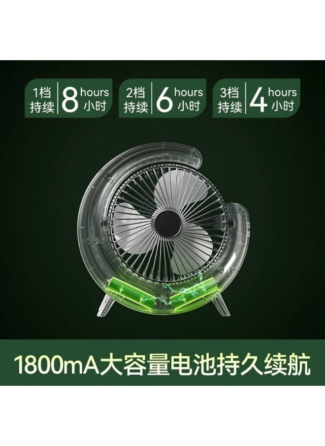 Generic - LED Desk Fan with Light – USB Rechargeable Quiet Fan for Office or Study | Portable 2-in-1 Table Fan with Adjustable Brightness - Image 1