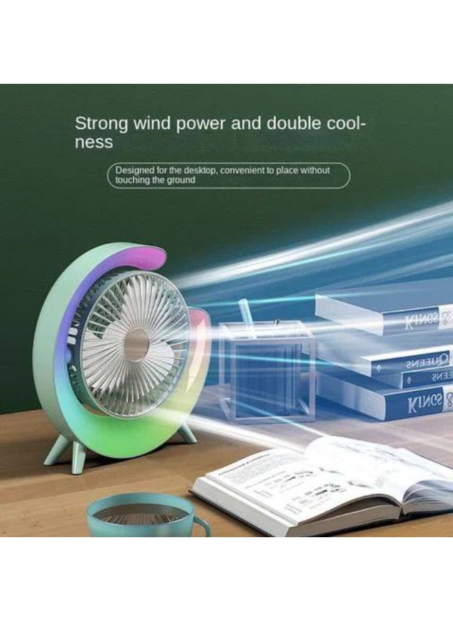 Generic - LED Desk Fan with Light – USB Rechargeable Quiet Fan for Office or Study | Portable 2-in-1 Table Fan with Adjustable Brightness - Image 1