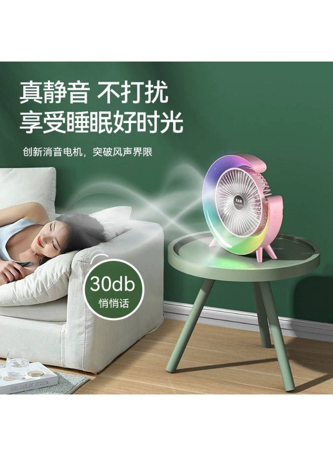Generic - LED Desk Fan with Light – USB Rechargeable Quiet Fan for Office or Study | Portable 2-in-1 Table Fan with Adjustable Brightness - Image 1