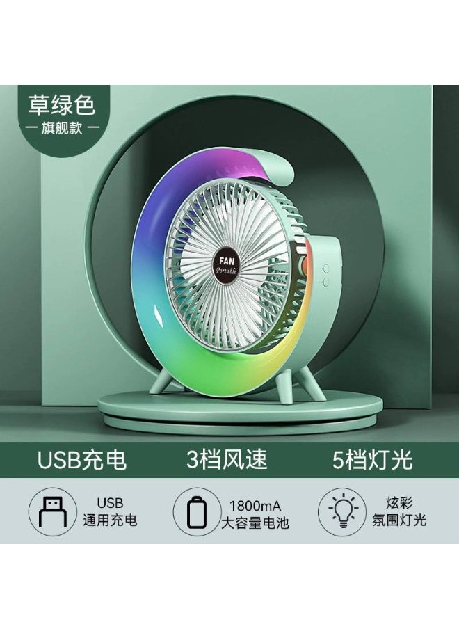 Generic - LED Desk Fan with Light – USB Rechargeable Quiet Fan for Office or Study | Portable 2-in-1 Table Fan with Adjustable Brightness - Image 1