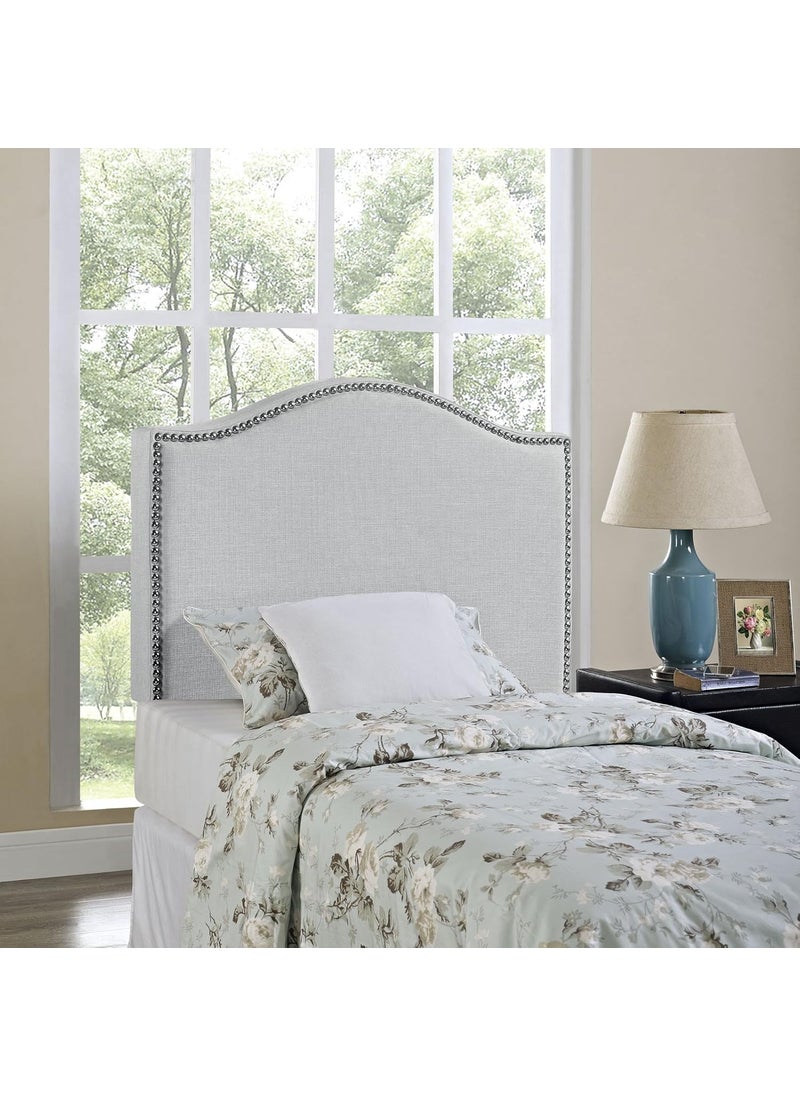 Modway - Modway Curl Linen Fabric Upholstered Twin Headboard with Nailhead Trim and Curved Shape Sky Gray - Image 1