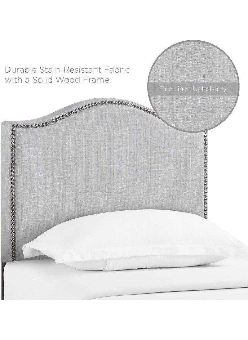 Modway - Modway Curl Linen Fabric Upholstered Twin Headboard with Nailhead Trim and Curved Shape Sky Gray - Image 1