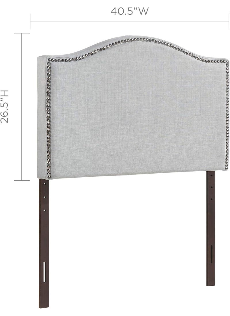 Modway - Modway Curl Linen Fabric Upholstered Twin Headboard with Nailhead Trim and Curved Shape Sky Gray - Image 1