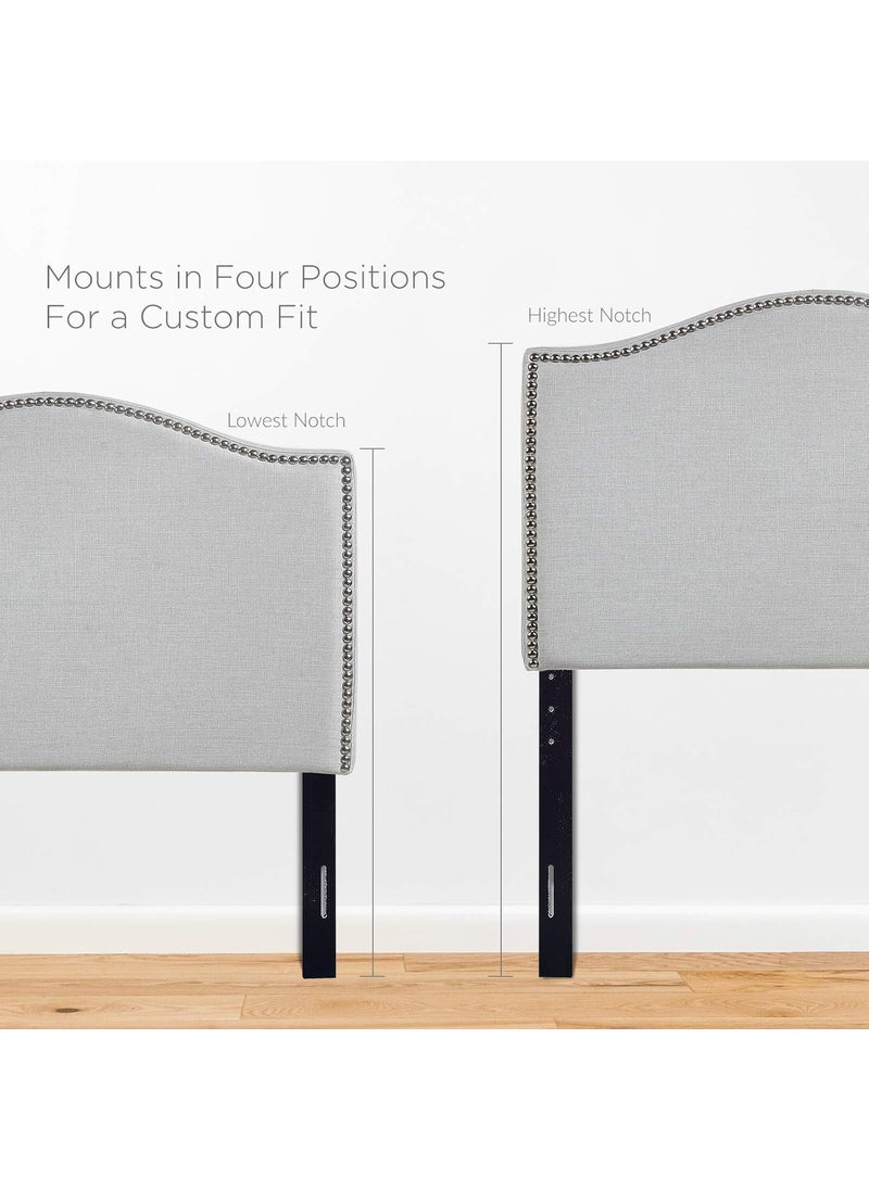 Modway - Modway Curl Linen Fabric Upholstered Twin Headboard with Nailhead Trim and Curved Shape Sky Gray - Image 1