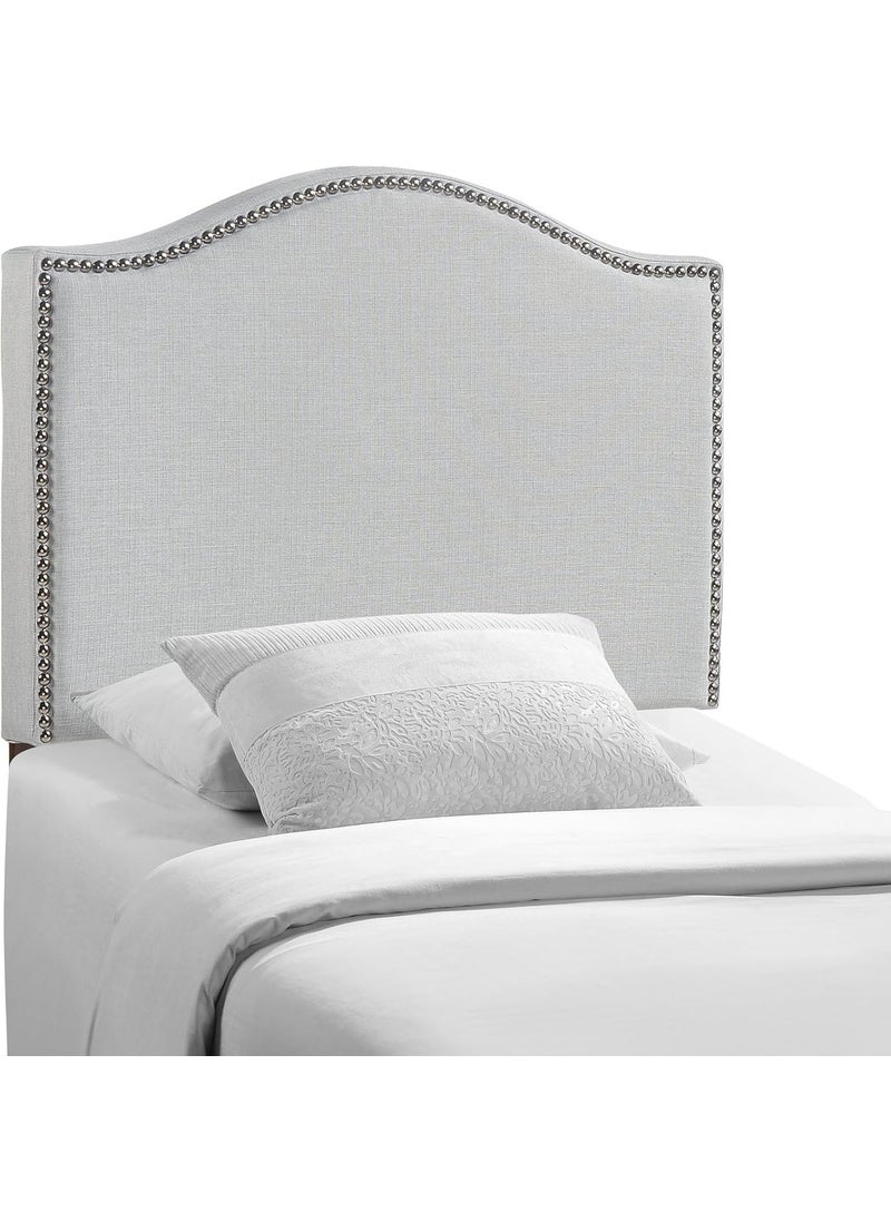 Modway - Modway Curl Linen Fabric Upholstered Twin Headboard with Nailhead Trim and Curved Shape Sky Gray - Image 1