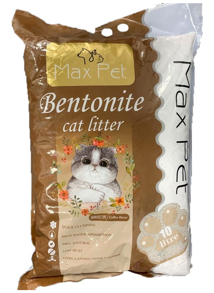 Max Pet Natural Calcium Bentonite Cat Litter [10L-Coffee] - 99% Pure, with Sodium Nitrogen Carbonate and Fragrance  - Image 1