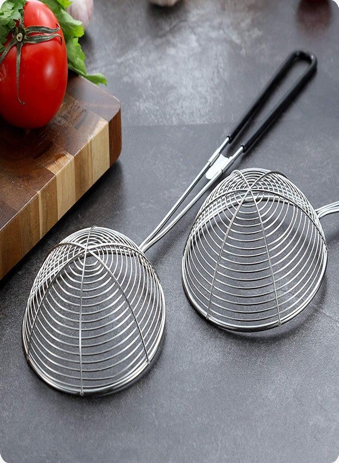 Lyty 3pcs Small Round Hot Pot Strainer - Stainless Steel Asian Shabu Shabu Spider Skimmer Spoon Set, Mesh Slotted Scoops Soup Ladle - Image 3