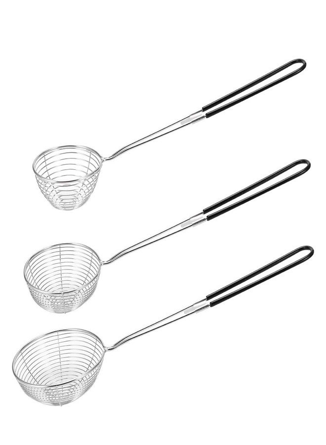 Lyty 3pcs Small Round Hot Pot Strainer - Stainless Steel Asian Shabu Shabu Spider Skimmer Spoon Set, Mesh Slotted Scoops Soup Ladle - Image 1