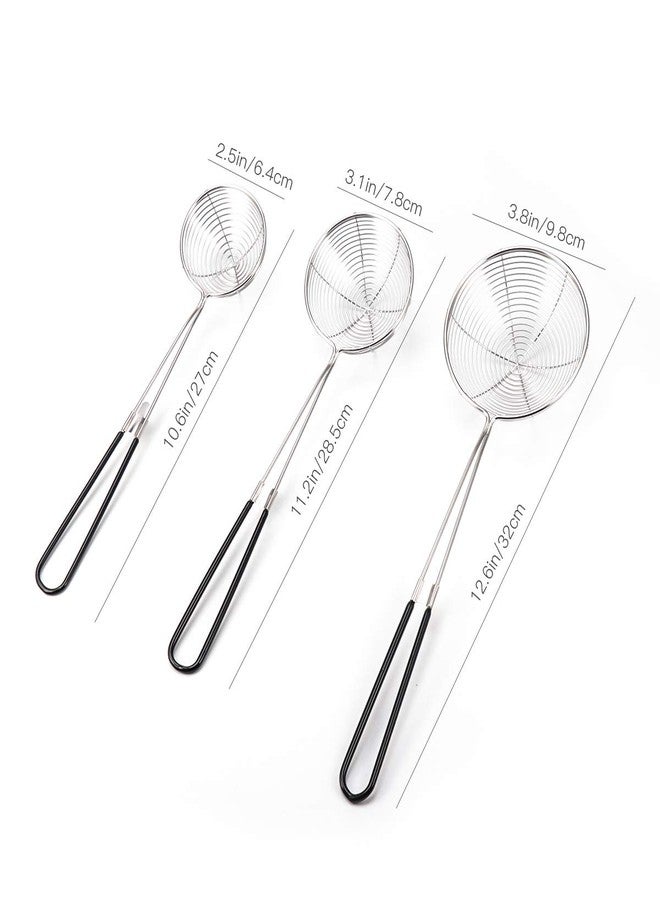 Lyty 3pcs Small Round Hot Pot Strainer - Stainless Steel Asian Shabu Shabu Spider Skimmer Spoon Set, Mesh Slotted Scoops Soup Ladle - Image 4