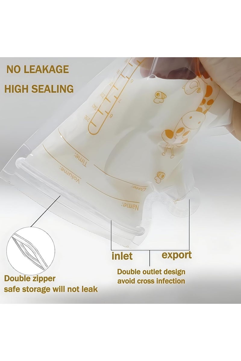 Flushrenic 50 Pcs Breast Milk Storage Bag, Breast Milk Storage, 250ml Disposable Milk Storage Bags, Breast Milk Bags, Milk Storage Bags Breastfeeding, for Breastfeeding, No-Leak Milk Freezer Storage Pouches - Image 3