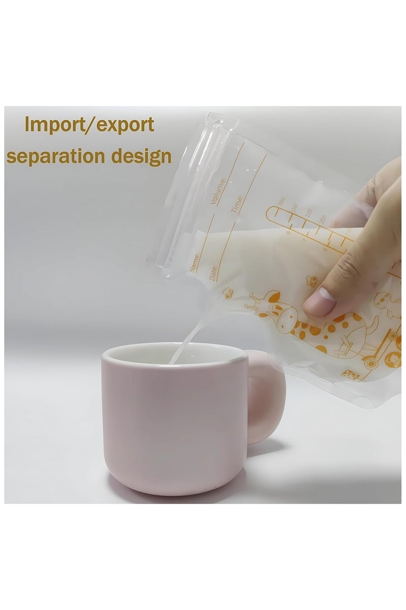 Flushrenic 50 Pcs Breast Milk Storage Bag, Breast Milk Storage, 250ml Disposable Milk Storage Bags, Breast Milk Bags, Milk Storage Bags Breastfeeding, for Breastfeeding, No-Leak Milk Freezer Storage Pouches - Image 5