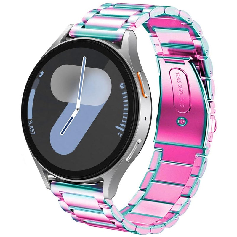 DEALELE Bands Compatible with Samsung Galaxy Watch 7 FE 66 Classic 55 Pro 44 ClassicGalaxy 3 41mm 20mm Stainless Steel Metal Replacement Strap for Women Men Rainbow - Image 3