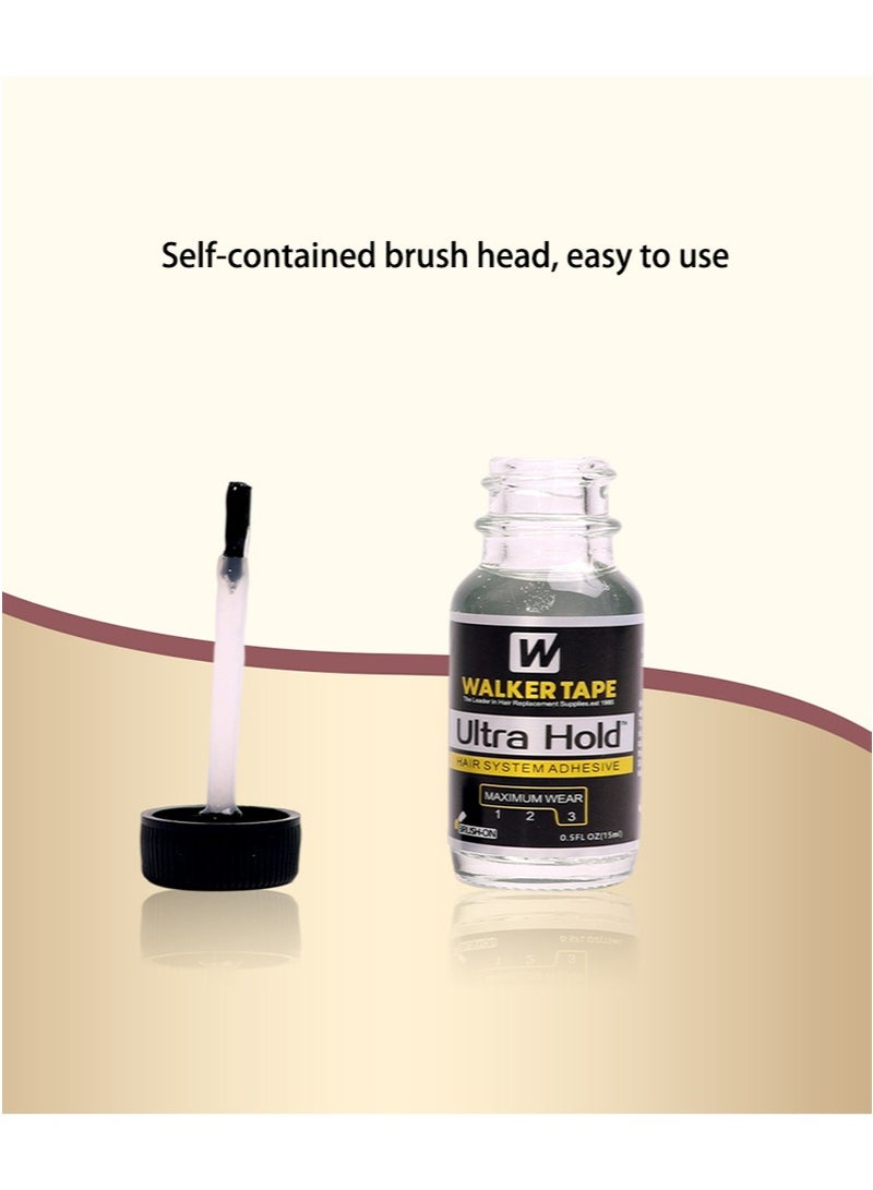 والكر تايب 3 قطع من لاصق استبدال الشعر الرقيق من السيليكون - تثبيت طويل الأمد للشعر المستعار المصنوع من البوليستر والدانتيل - 3-4 أسابيع، شعر مستعار، أنظمة شعر مستعار - لاصق غير مرئي ومقاوم للماء (15 مل + 15 مل + 15 مل) - Image 4