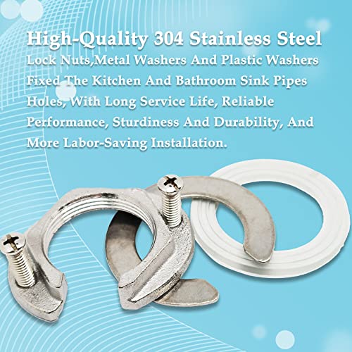 NGeGe 2sets 32mm(1-1/4inch) 304 Stainless Steel Open Faucet Lock Nut,Single Hole Faucet Lock Nuts,Faucet Fixing Tool Set For Kitchen Bathroom Basin Sink(Silver) - Image 3