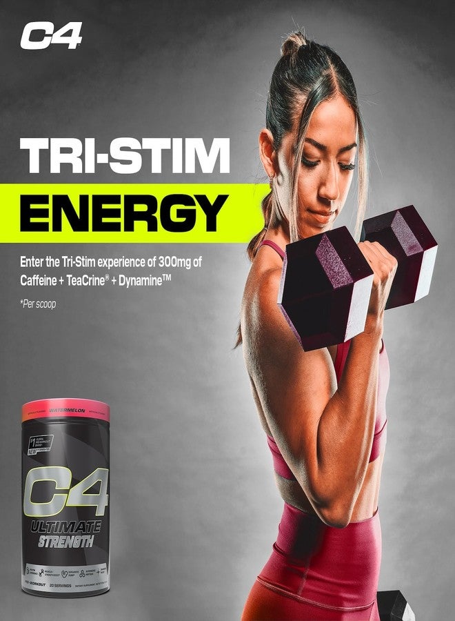 C4 Cellucor C4 Ultimate Strength Pre Workout Powder - Tri-Stim Experience 300mg Caffeine+TeaCrine+Dynamine - Creatine & Beta-Alanine - Energy Supplement for Men & Women - Watermelon, 20 Servings - Image 4
