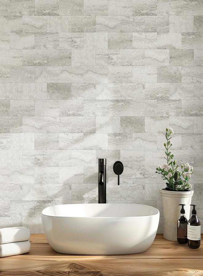 Vamos Tile 100-Piece Matt Beige Mixed Grey Slate Peel and Stick Backsplash Seamless Tile,3''x6'' PVC Subway Tile,Stick on Backsplash for Kitchen/Bathroom/Laundry Room - Image 4