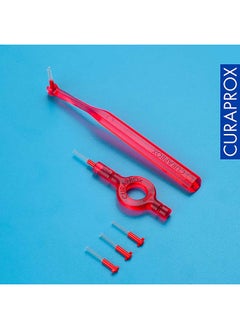 CURAPROX Curaprox CPS 07 Prime Start Interdental Brush Kit، أحمر - 5 × 0.7 مم - 2.5 مم فرش بين الأسنان + 2 حامل فرشاة أسنان بين الأسنان  - Image 4