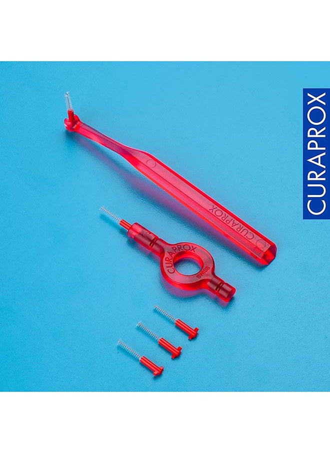 CURAPROX Curaprox CPS 07 Prime Start Interdental Brush Kit، أحمر - 5 × 0.7 مم - 2.5 مم فرش بين الأسنان + 2 حامل فرشاة أسنان بين الأسنان  - Image 4