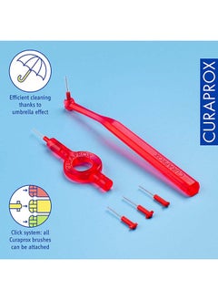 CURAPROX Curaprox CPS 07 Prime Start Interdental Brush Kit، أحمر - 5 × 0.7 مم - 2.5 مم فرش بين الأسنان + 2 حامل فرشاة أسنان بين الأسنان  - Image 3