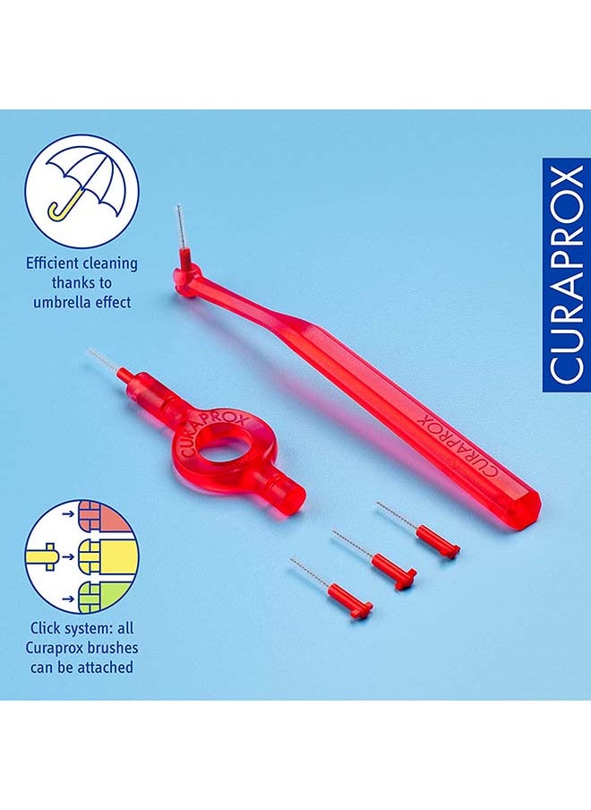 CURAPROX Curaprox CPS 07 Prime Start Interdental Brush Kit، أحمر - 5 × 0.7 مم - 2.5 مم فرش بين الأسنان + 2 حامل فرشاة أسنان بين الأسنان  - Image 3