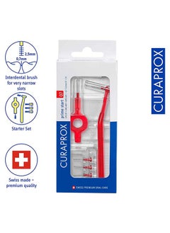 CURAPROX Curaprox CPS 07 Prime Start Interdental Brush Kit، أحمر - 5 × 0.7 مم - 2.5 مم فرش بين الأسنان + 2 حامل فرشاة أسنان بين الأسنان  - Image 2