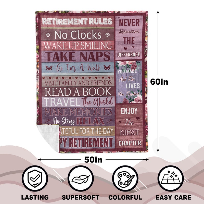 Zolumy Retirement Gift for Woman, Best Retired Gifts for Women/Men 2026, Retire Gift Ideas, Funny Presents for Retirement Coworker/Teacher/Nurse/Mom, Soft Blanket 60x50in - Image 4