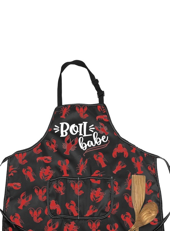 MNIGIU Funny Crawfish Apron Boil Babe Crawfish Kitchen Apron With Pockets Seafood Lover Gift Lobster Themed Gift - Image 3