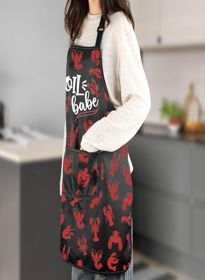 MNIGIU Funny Crawfish Apron Boil Babe Crawfish Kitchen Apron With Pockets Seafood Lover Gift Lobster Themed Gift - Image 5