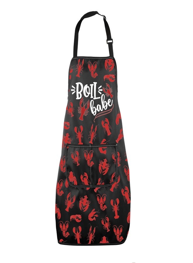 MNIGIU Funny Crawfish Apron Boil Babe Crawfish Kitchen Apron With Pockets Seafood Lover Gift Lobster Themed Gift - Image 1
