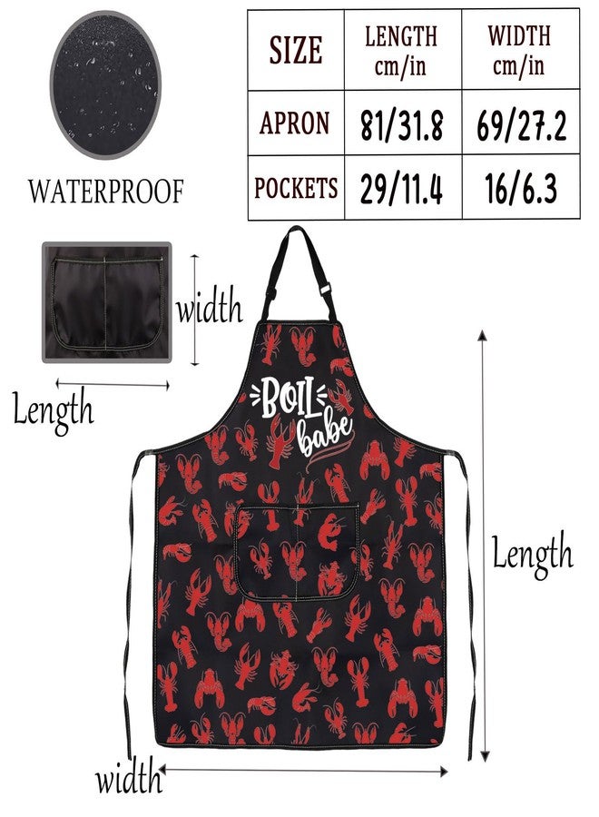 MNIGIU Funny Crawfish Apron Boil Babe Crawfish Kitchen Apron With Pockets Seafood Lover Gift Lobster Themed Gift - Image 2