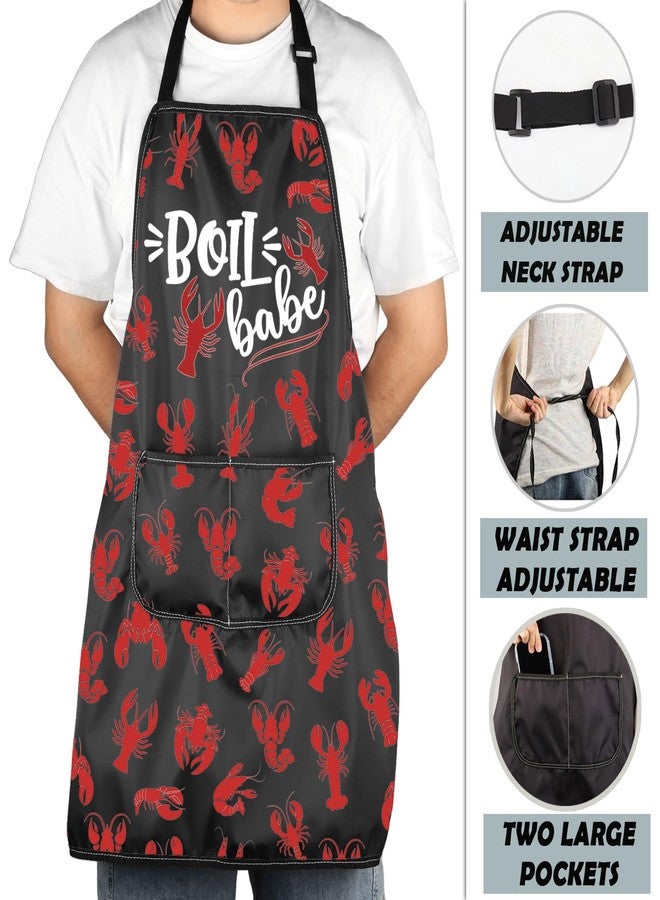 MNIGIU Funny Crawfish Apron Boil Babe Crawfish Kitchen Apron With Pockets Seafood Lover Gift Lobster Themed Gift - Image 4