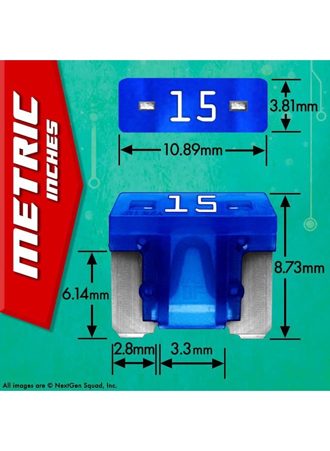 BioFuse Low Profile Mini ATT 100 Piece Automotive Commercial Car Fuse Assortment (99 LP-Mini Blade Fuses + Fuse Puller) 2A 3A 5A 7.5A 10A 15A 20A 25A 30A - Image 3