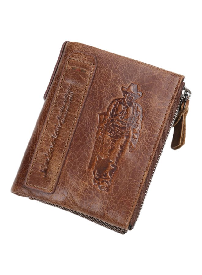 نيبمينينت Men's Zippered Leather Wallet Brown  - Image 1