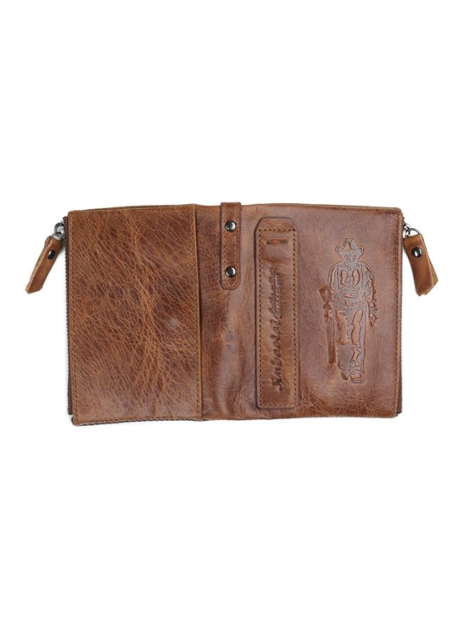 نيبمينينت Men's Zippered Leather Wallet Brown  - Image 2
