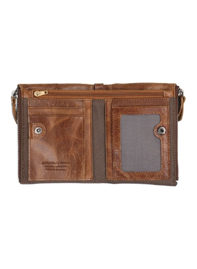 نيبمينينت Men's Zippered Leather Wallet Brown  - Image 3