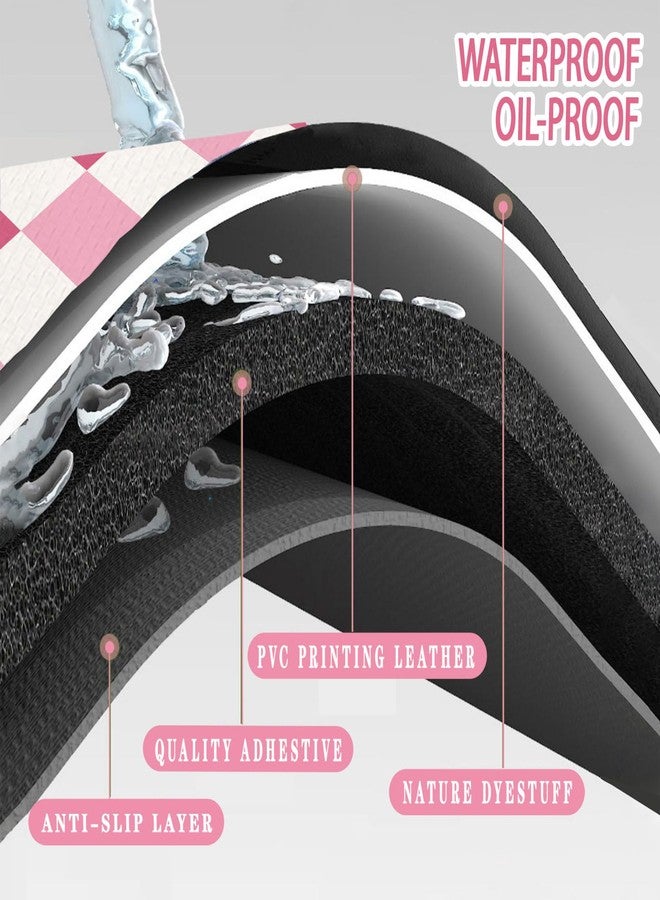 Bulijojo Pink Plaid Anti Fatigue Kitchen Floor Mats Set of 2 Waterproof Kitchen Sink Runner Rug Standing Mat Cushioned Kitchen Rugs Comfort Doormat 17"x47"+17" x30“ - Image 2