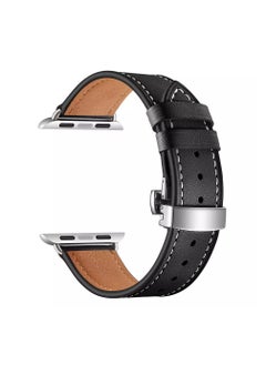 HEXABEX Apple Watch Leather band, Apple Watch Leather Strap for Apple Watch All Series Compatible with 42mm(Series 10)/41mm/40mm/38mm Black  - Image 1