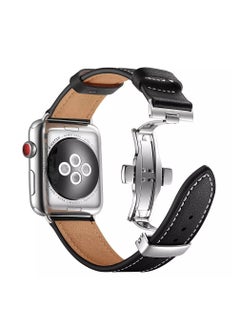 HEXABEX Apple Watch Leather band, Apple Watch Leather Strap for Apple Watch All Series Compatible with 42mm(Series 10)/41mm/40mm/38mm Black  - Image 2