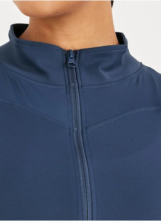 Styli Contour Seam Detail Short Sleeve Zip Up Jacket